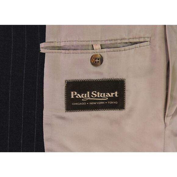 Paul Stuart Charcoal Gray Chalkstripe 2-Btn Super 110's Wool Suit 41XL - Picture 7 of 9